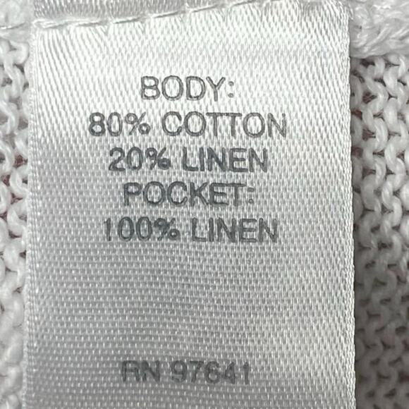 PUREJILL Women’s Cotton/Linen Cardigan, Buttoned Up, 2 Pkt, Long Slv, White, M. - Picture 8 of 11